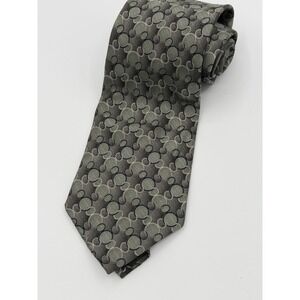 Walt Disney World Vintage Silk Mickey Mouse Squares Green Grey Black Neck Tie